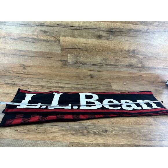 LL Bean Winter Scarf Logo Reversible Buffalo Plaid - Picture 1 of 4